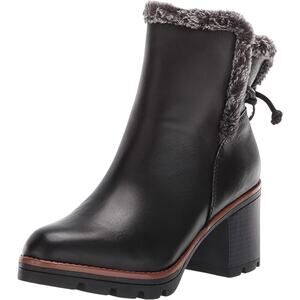 Naturalizer Valene Black Leather Waterproof Faux Fur Lined Heeled Boot 9M NWOB
